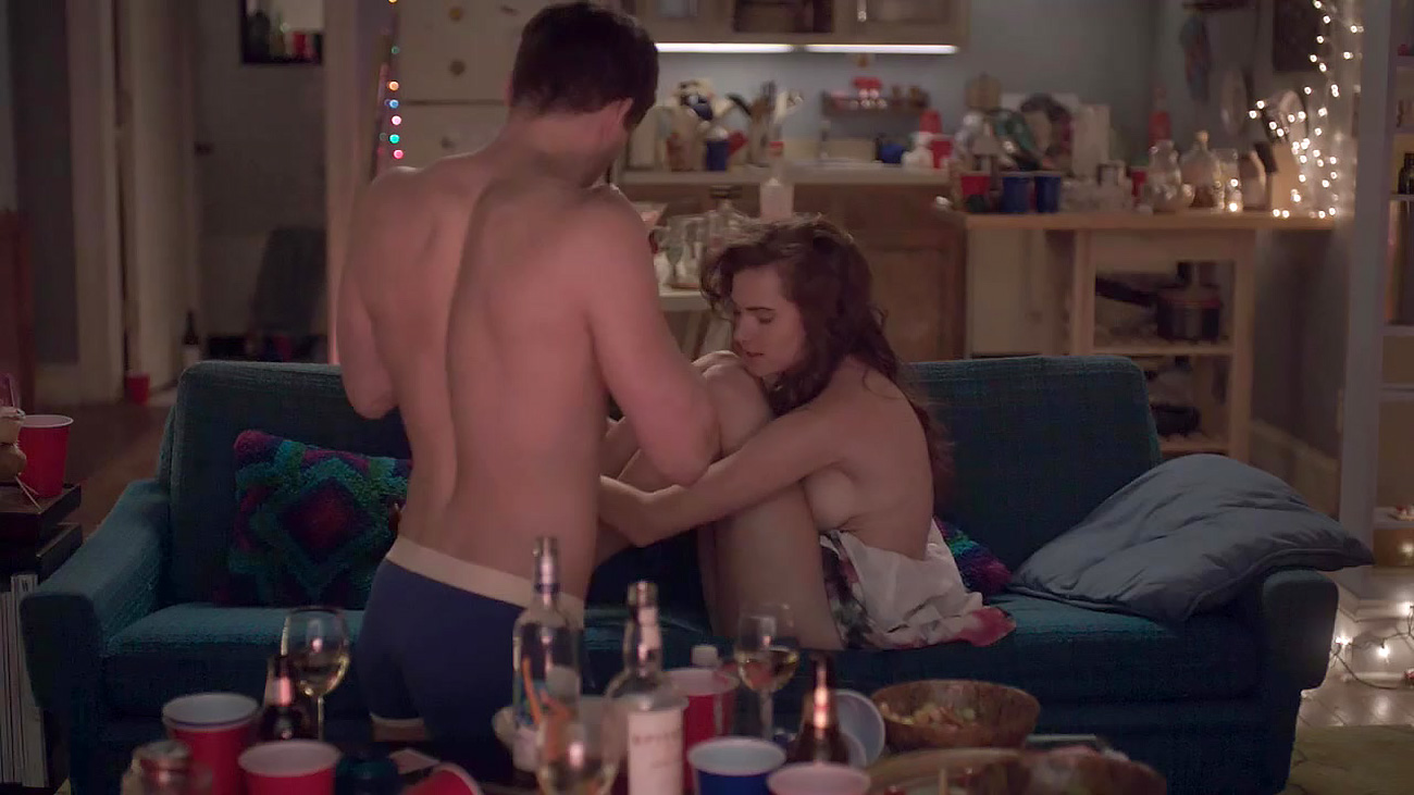 And in it Allison Williams is making out with a guy on a couch, helping her...