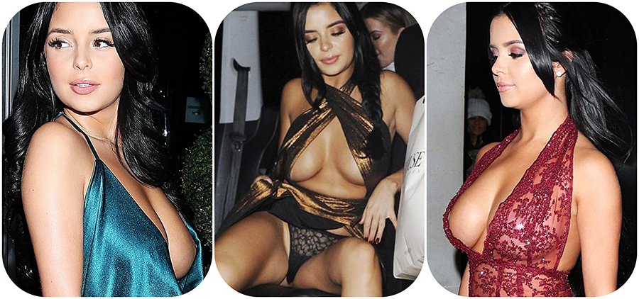 Demi Rose Upskirt and Nipples Exposed.