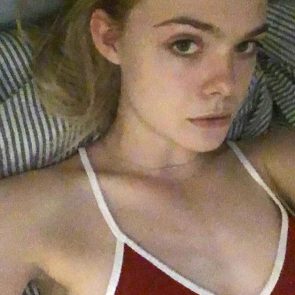 Elle Fanning hot on bed selfie