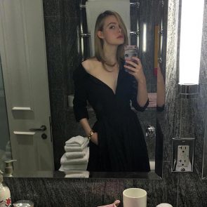 Elle Fanning sexy cleavage selfie