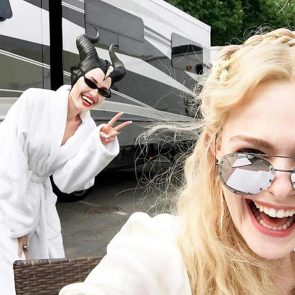 Elle Fanning with Angelina Jolie