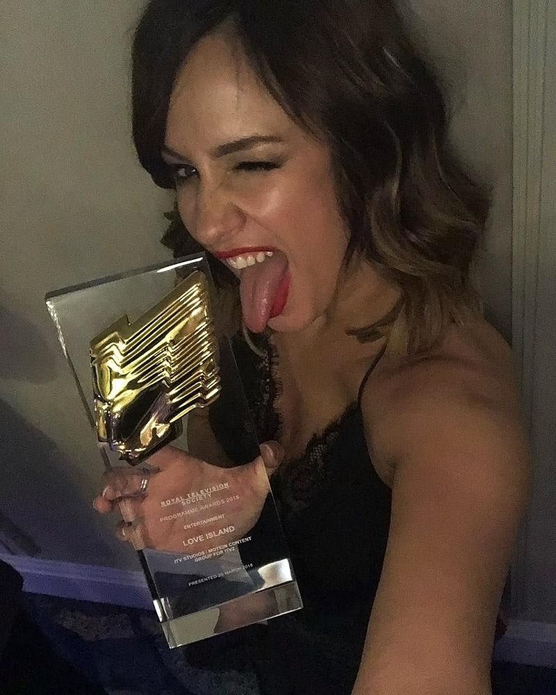 Caroline Flack sticks out her tongue