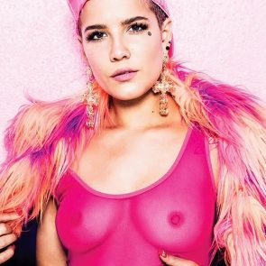 Halsey naked with her hard nipples