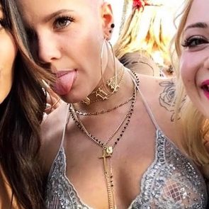 Halsey naked with her nipples