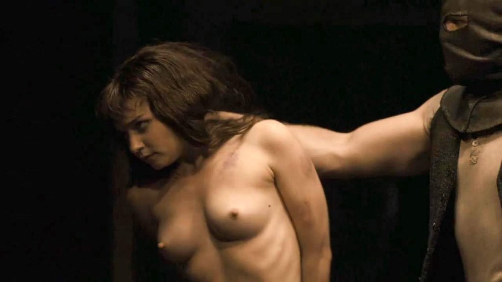 Jessica Barden nude on stage with her tits