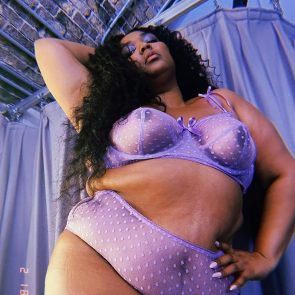 Lizzo nude with her tits in transparent lingerie