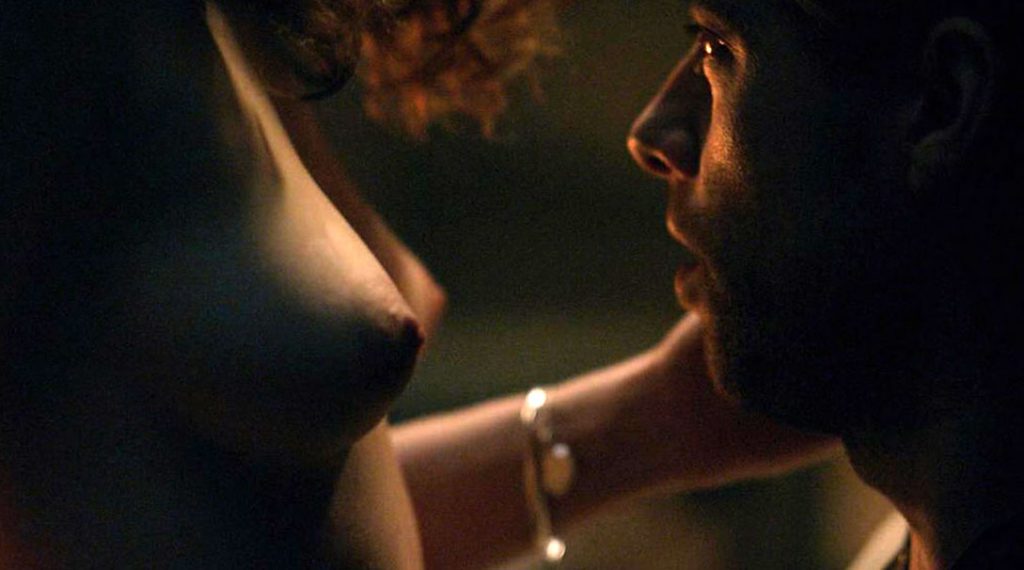 Sophie Skelton naked with her nipples